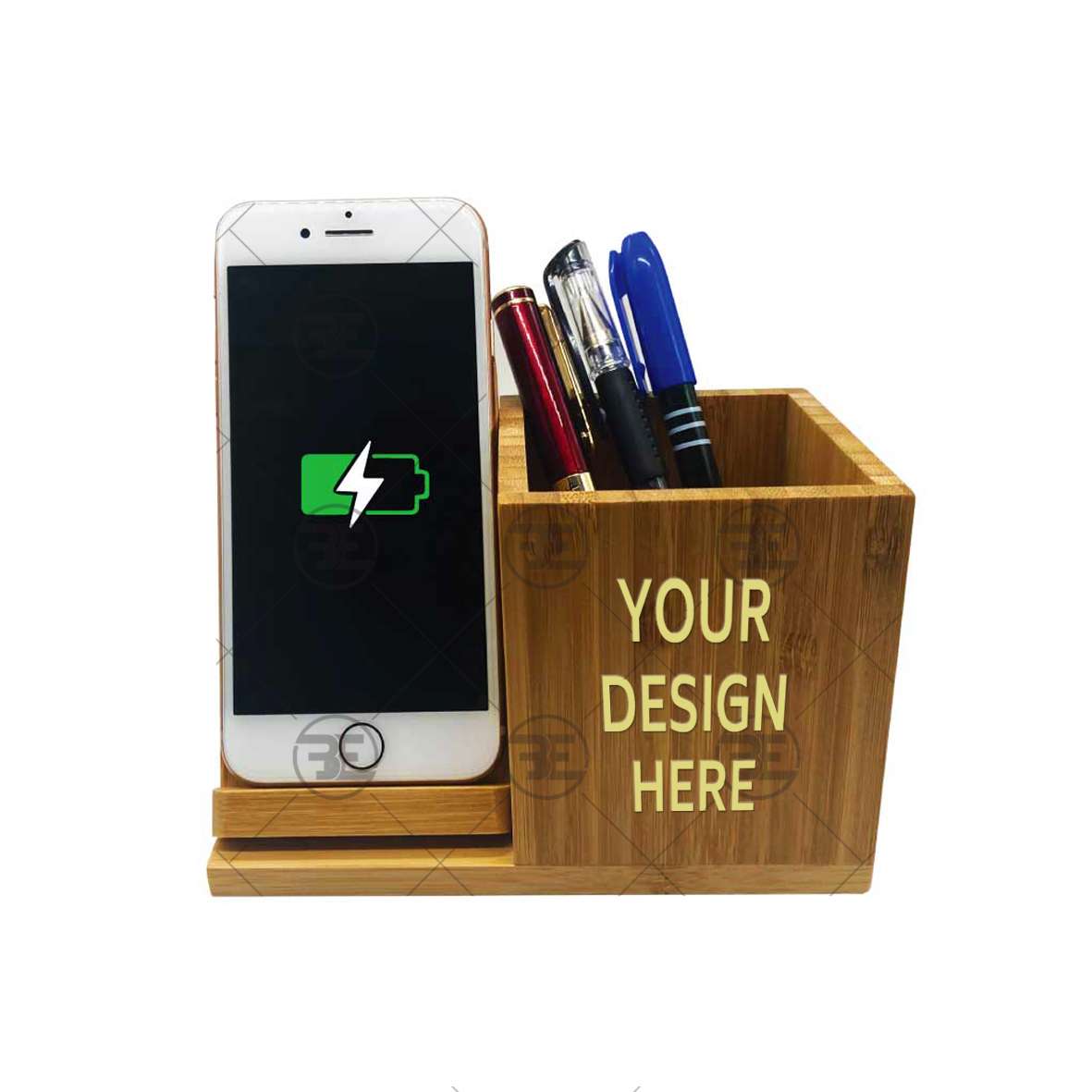 Bamboo Wireless Charger and Pen Holder