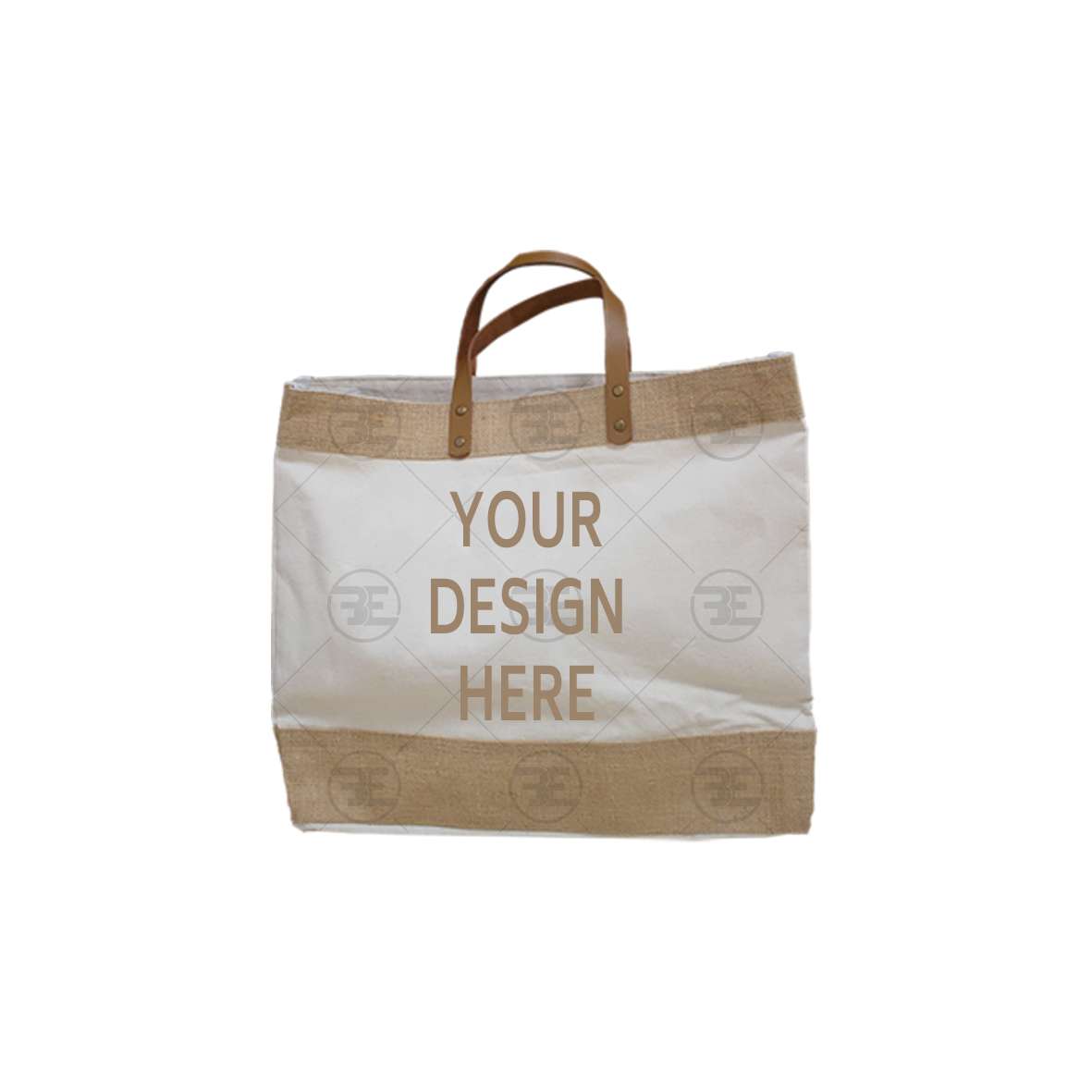Canvas Jute Bag With Leather Handle