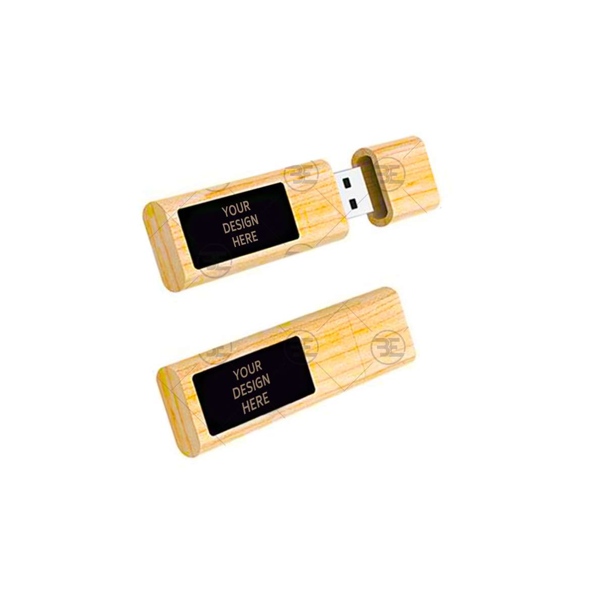 Wooden USB With Light-Up Logo