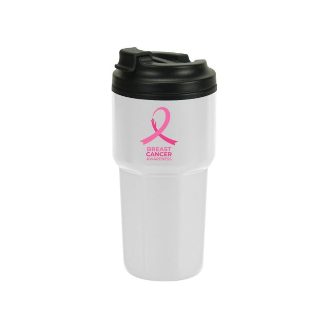 Breast cancer awareness logo-implanted tumblers