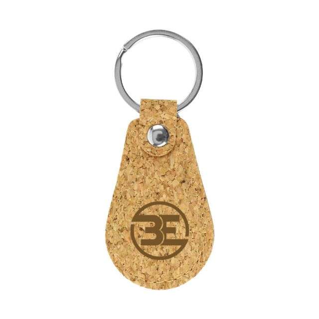 Cork PU Keychains with 32mm Metal Flat Key Ring