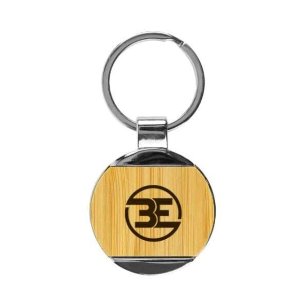 Round-Bamboo-and-Metal-Keychains branding